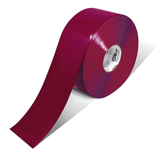 Mighty Line Solid Floor Marking Tape for Safety, Caution, Warning, Heavy-Duty, Peel and Stick Adhesive, Beveled Edge Design, Industrial Quality, 4 inch, 100' Roll, Purple