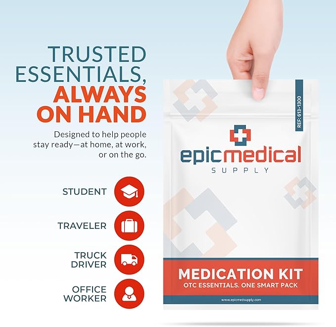 First Aid Kit Medication Refill – 28-Count Unit Dose Packets – Emergency Medicine Kit Pills for 1st Aid Kit Refills, Travel, Office, Dorm, Camping – Assembled in USA