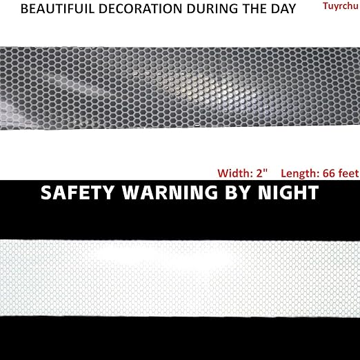 Silver Non Fading Reflective Tape Outdoor Waterproof 2 inch Wide for Truck, High Visibility Safety Adhesive Stickers (66 feet)