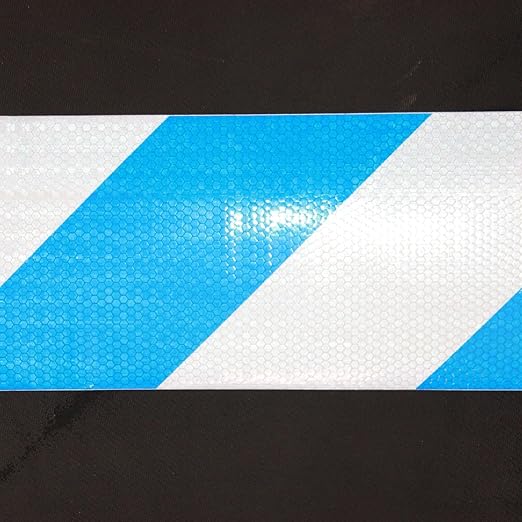 Reflective Tape Blue White Outdoor Waterproof 6 in x 68 FT, Warning Reflective Stickers, Conspicuity Safety Marking Tape