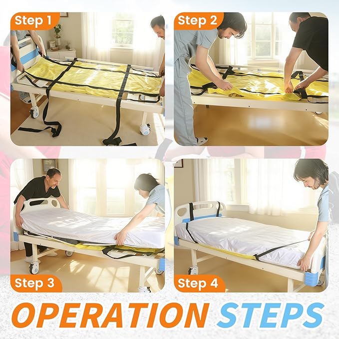 Emergency Evacuation Sheet – Quick Patient Transfer System for Hospitals & Home Care – 330LBS Capacity – 72.8"x33.5" – Fits Standard Beds