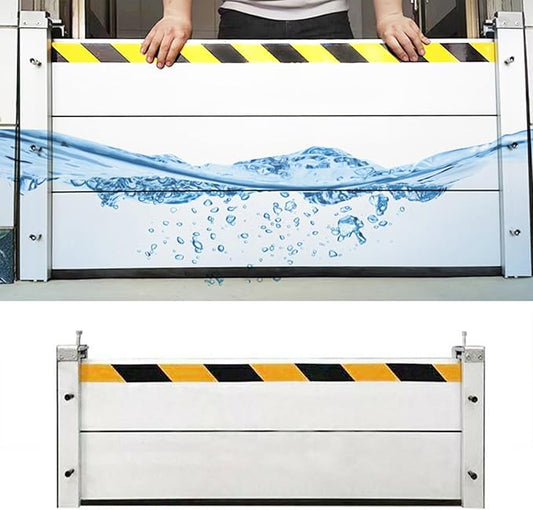 Basement/Garage Door/Home/Doorway Flood Protection Barriers, 2/3/4/5/6/7/8/9/15/18/20/23ft Reusable Detachable Aluminum Flood Panel Shield, Tall Water Prevention System(H 1.3ft(40cm),12.5ft(3.