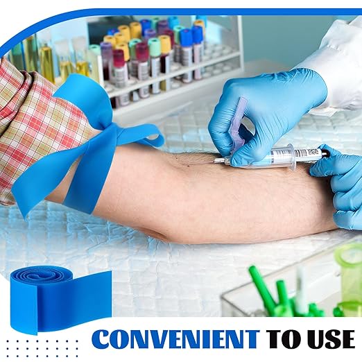 Timgle 500 Pack Disposable Tourniquet First Aid Elastic Tourniquets Bulk Latex Free Blue Medical Hemostatic Bandages Nursing Supplies Essentials for Outdoor Sport