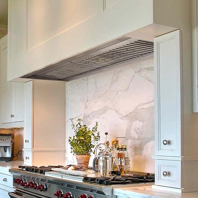 Akicon Range Hood Insert 60 Inch, 1200 CFM Built-in Kitchen Hood with 4 Speeds, Ultra-Quiet Stainless Steel Ducted Vent Hood Insert with Dimmable LED Lights and Dishwasher Safe Filters