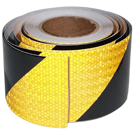 Reflective Tape Yellow Black 4 Inch x 68 Feet, Outdoor Waterproof High Visibility Stickers, High Intensity Reflector Strips
