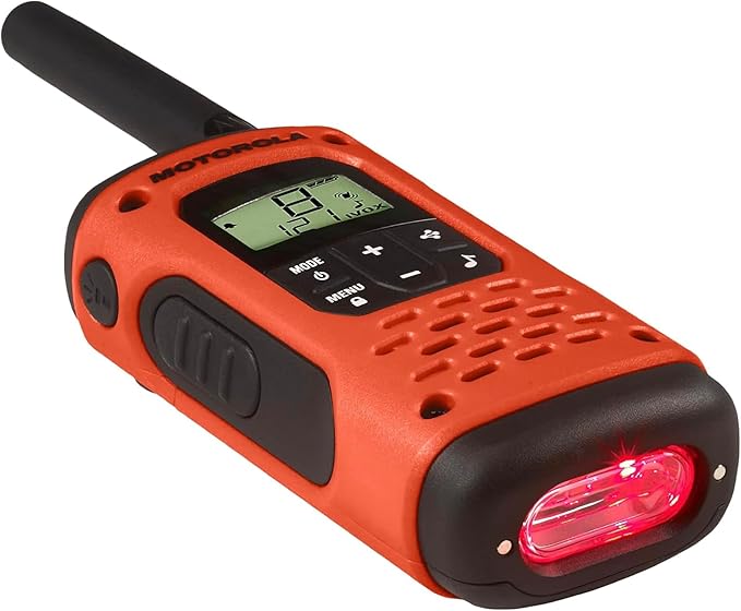 Motorola Solutions, Portable FRS Talkabout T605 H2O Two Way Radios 2-Pack, Walkie Talkies Orange Waterproof Rechargeable, Carrying Case, Orange/Black with 2 Remote Speaker Mics
