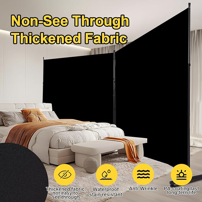 Room Divider 6FT 2 Panel Privacy Screen, 142'' Wide Fabric Indoor Room Divider Wall Divider for Room Separation, Portable Room Partitions and Dividers Freestanding Temporary Wall Room Separators