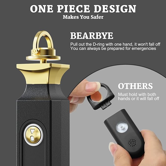 Personal Safety Alarm for Women, Rechargeable Door Alarm and Window Alarm, 125dB Self Defense Alarm with Strobe Light, Safe Sound Personal Alarm with Matching Wrist Key Chain(Powerful Black)