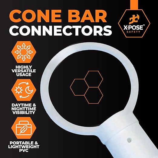 Xpose Safety Heavy-Duty White Plastic Connector Rings (6 Packs) | Universal Replacement End-Loops for Safety Cone Retractable Bar & Pole Barriers