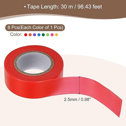 MECCANIXITY Flagging Tape,Non-Adhesive Plastic Neon Survey Marking Tape 1 Inch x 98 Feet for Tree Hunting Boundaries Hazardous Areas Marking Ribbons Multicolored