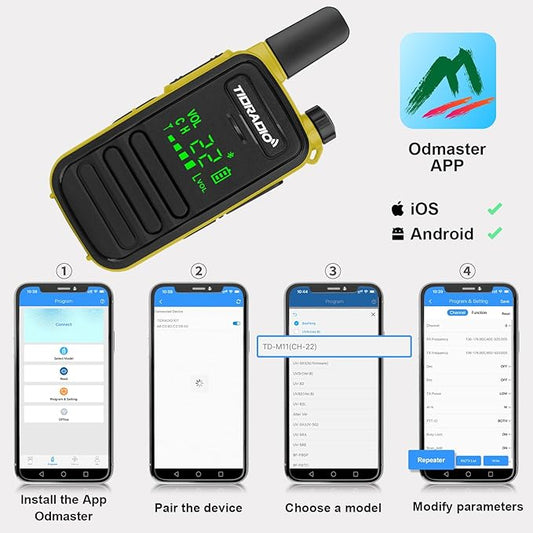 TIDRADIO TD-M11 Walkie Talkies Waterproof IP67 FRS Long Range Two Way Radio with LED Display,NOAA Weather,Walky Talkiy for Industry, Security Work (2 Pack) Yellow ＆ Yellow