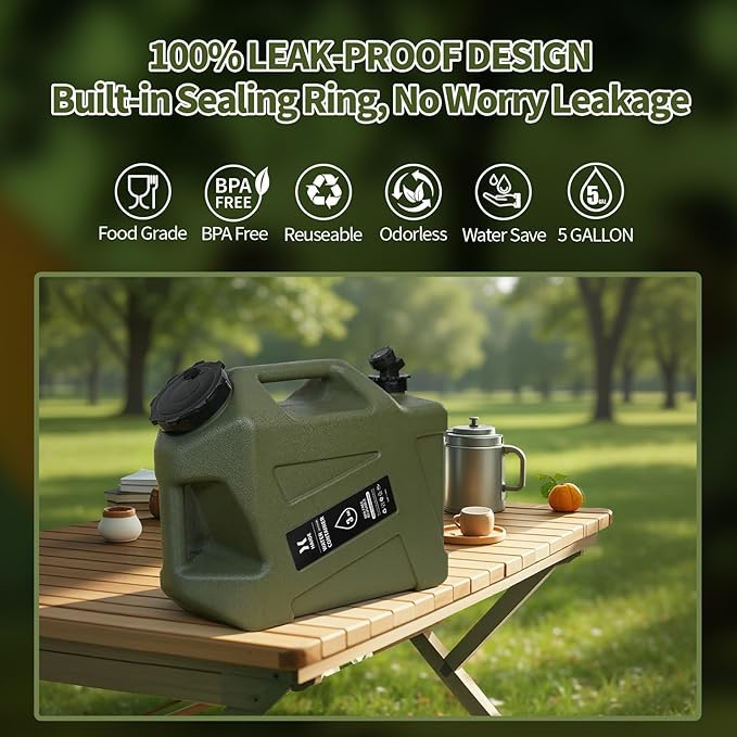 HAIGE 3.2 Gallon Water Container with Spigot, Heavy-Duty Portable Water Jug with Dual Handles, BPA-Free Camping Water Storage for Outdoor, Car Travel, Emergency, Home Drinking & Party Cold Drinks