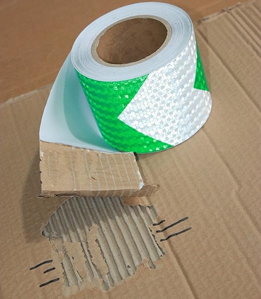 Reflective Tape Green and White 4 Inch x 68 Feet, Outdoor Waterproof High Visibility Stickers, High Intensity Safety Strips