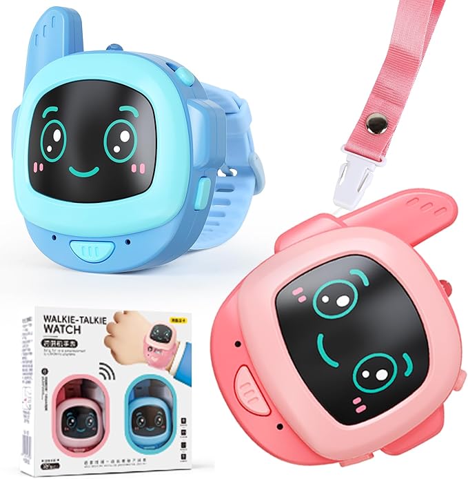 Walkie Talkie Kid's Watches，Toys for Boys Girls Aged 3 to 12 Years Old for Outdoor Adventure, Camping,and Birthday Gifts（with Wearable/Lanyard/Handheld ，2 Pack，3280 ft Talk Range）