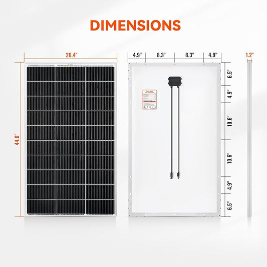 RICH SOLAR 150 Watt 12 Volt 18BB Cell Monocrystalline Solar Panel N-Type Cells High Efficiency Solar Module Charge Battery for RV Marine Boat Off Grid