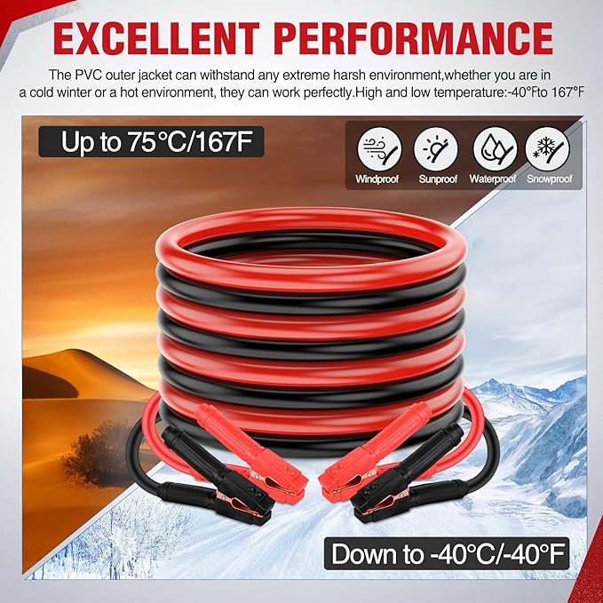Nilight Jumper Cables for Car Battery 0 Gauge 20 FT Booster Cable Heavy Duty 1000 A CCA with Carrying Bag Jump Start Emergency Kit Pickup Truck RV Vans SUV
