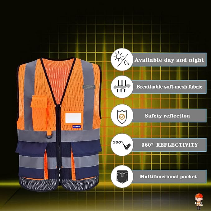 orange and navy blue safety vest