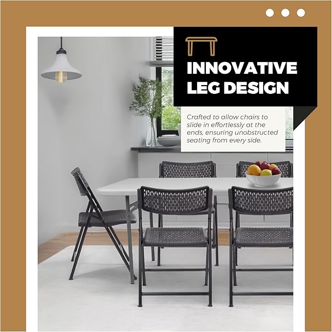 OEF Furnishings OEFCMFIH3072 Rectangular Commercial-Grade Premium Industrial Fold-in-Half Blow-Molded Folding Table with 18-Gauge Steel Frame and Thick Top (Rectangle, 30" × 72", Speckled Gray Top)