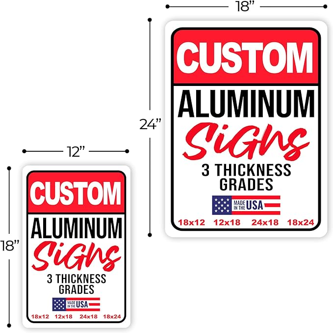 12x18" Custom Aluminum Sign with Text, Personalized Metal Sign for Outdoor, Customized Aluminum Signs for Business, Office or Home (Vertical)