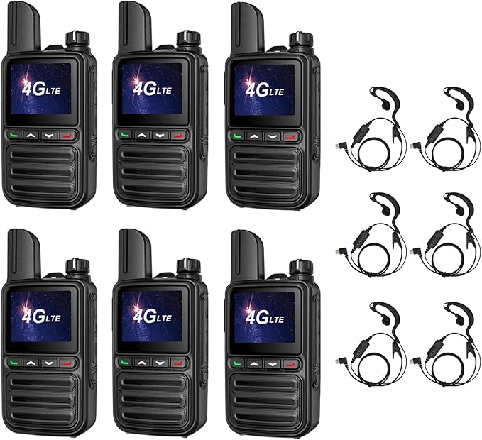 Nationwide Unlimited Range Walkie Talkies Poc Two-Way Radio Long Range,Pre-Installed SIM Card (Free for Life) Suitable for Fleet Dispatch/Construction Site Collaboration(Glossy Black 6)