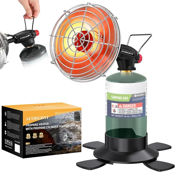 Portable Propane Heater,9200BTU Outdoor Patio Heater with Self Ignition and Gas Cylinder Holder for Tent, Camping, Winter Fishing, Garage,Hiking(Fuel Cylinder not included)