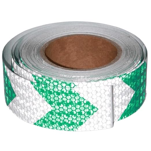Reflective Tape Green and White 2 Inch x 68 Feet, Outdoor Waterproof Warning Reflector, Night Safety Stickers for Car