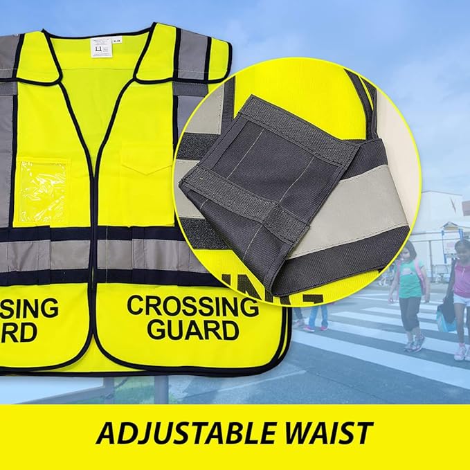 VIEWBRITE Reflective (Class 2) Crossing Guard Vest Lime Green - School Crossing Guard Vest with 5 Point Breakaway High Visibility Yellow/Green Neon