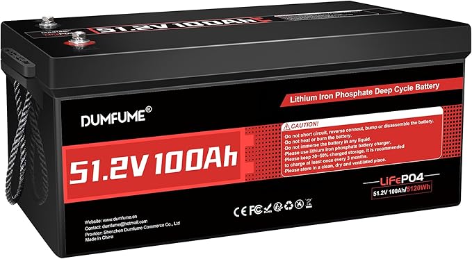 48V 100Ah LiFePO4 Battery, Built in 200A BMS, 6000 Cycles, 5.12kWh Capacity 48 Volt Lithium Battery Perfect for Golf Carts, RV, Solar and Off Grid