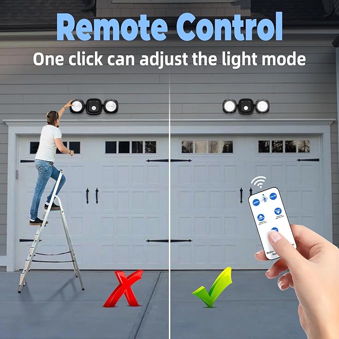 Battery Operated Motion Sensor Outdoor Lights 2 Pack - Wireless LED Flood Lights with Remote, Motion Activated Security Light Waterproof for Outside House Garage Porch Shed Yard Exterior Light