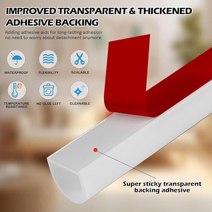 40FT Weather Stripping Door Seal - Self Adhesive Weather Insulation Strip Weatherstripping Silicone D Shaped Seal Strip Door Frame Gap Filler/Window Soundproofing