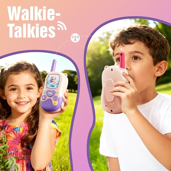 Walkie Talkies Toys for Girls:Mermaid Toys 2 Pack Birthday Gifts for 3 4 5-7 8 Year Old Girls Toy for 4 5 6 7 8-10 Year Old Camping Outdoor Games,Christmas Stocking Stuffers for Girls Kids