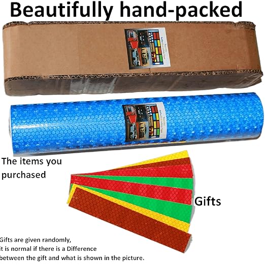 Industrial Reflective Tape Blue 8 inch Wide, Outdoor Waterproof High Visibility Safety Warning Reflector Sticker Strips (11 feet)