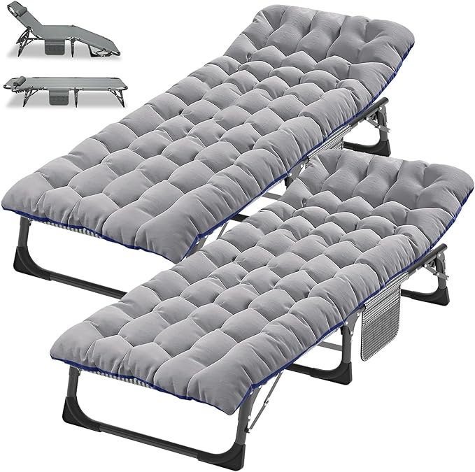 DoCred Folding Camping Cot with Mattress, 2 Pack Heavy Duty Folding Cot for Adults, Portable Sleeping Cot Bed Adults Outdoor Bed with Carry Bag, Travel Camp Cots