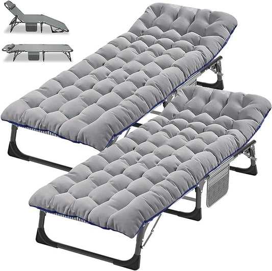 DoCred Folding Camping Cot with Mattress, 2 Pack Heavy Duty Folding Cot for Adults, Portable Sleeping Cot Bed Adults Outdoor Bed with Carry Bag, Travel Camp Cots