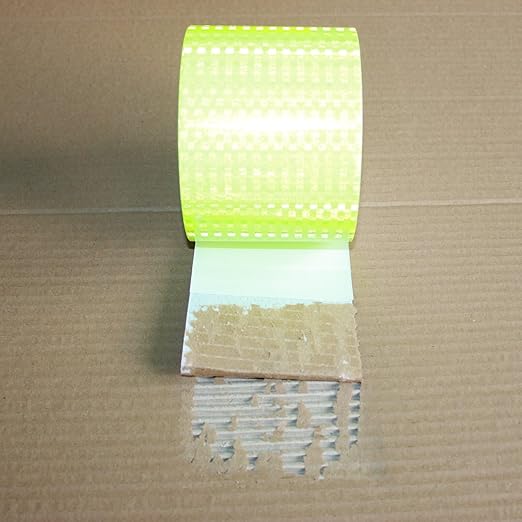 Fluorescent Green Reflective Tape 4 inch Wide, Outdoor Waterproof Safety Caution Warning Adhesive Strips Tape (66 feet)