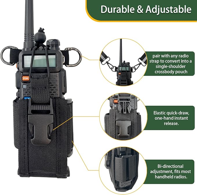 Tactical MOLLE Radio Pouch Holster - Universal Fit for Duty Belt & Vest, Adjustable for Most Walkie Talkies