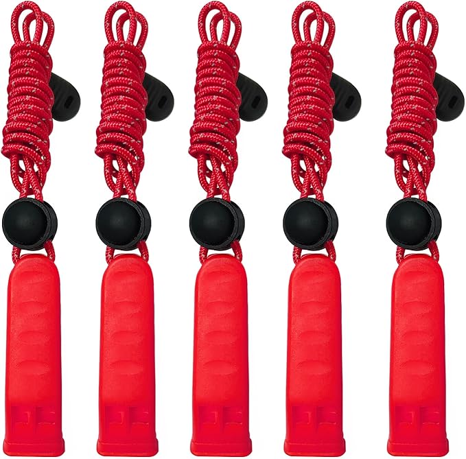 Emergency Whistle, 120db Safety Whistle Survival Shrill Loud for Camping Hiking Hunting Boating Fishing Life Vest Jacket Rescue Signaling Kids Lifeguard 5 Pack