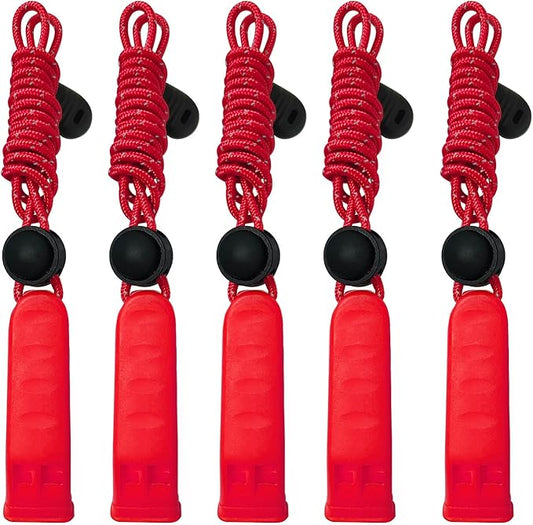 Emergency Whistle, 120db Safety Whistle Survival Shrill Loud for Camping Hiking Hunting Boating Fishing Life Vest Jacket Rescue Signaling Kids Lifeguard 5 Pack