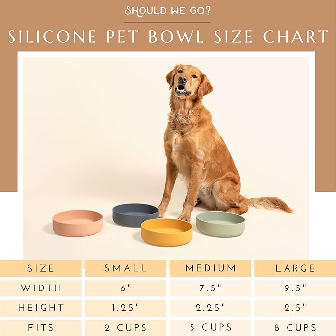 Should We Go? Dog Water Bowl - The Perfect Dish No-Spill, Less Mess Non-Tippable Water & Food Bowl, Pure Silicone with Suction Cup Fits 2 Cups 6” Across x 1.25” Tall Ideal for All Pets, Small-Charcoal