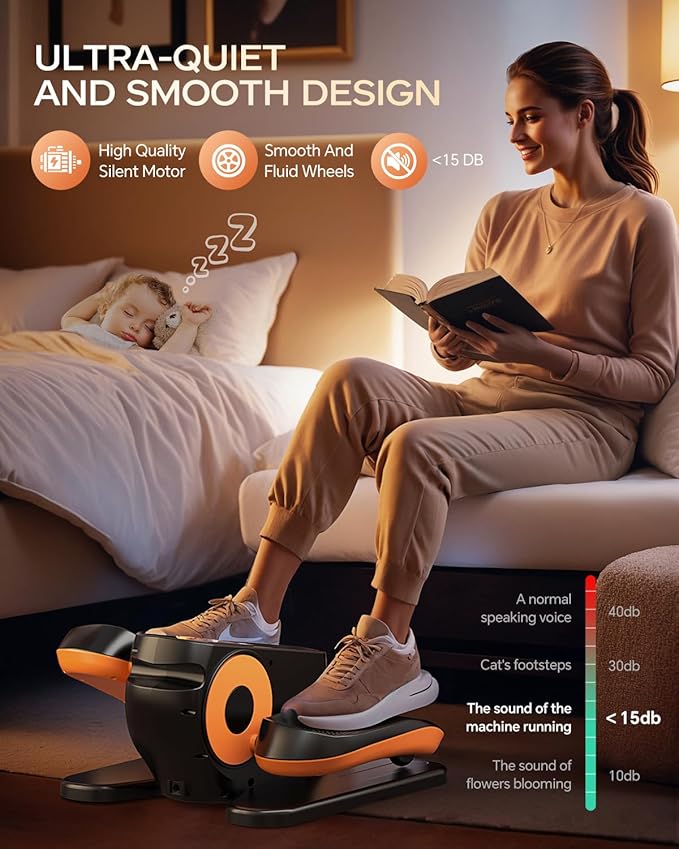 Under Desk Elliptical Machine with 12 Adjustable Speed, Quiet & Portable Seated Pedal with Remote Control & Non-Slip Foot Straps