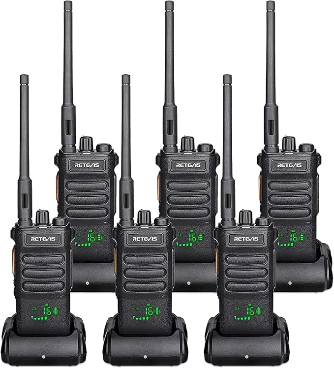 Retevis RT86 Long Range Walkie Talkies for Adults, High Power Professional 2 Way Radios, Heavy Duty Two Way Radios, Shatterproof Display, 2600mAh, for Commercial Construction Warehouse(6 Pack)