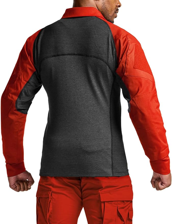 CQR Men's Combat Shirt Tactical 1/4 Zip Long Sleeve Military BDU Shirts Camo EDC Top with Pockets