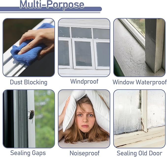 Window Sealing Tape,4 PCS 2in*33Ft Weather Sealing Tape, Preventing Air Flow from Entering Through Window Gaps, Avoiding The Loss of Cold Air in Summer and The Entry of Cold Air in Winter