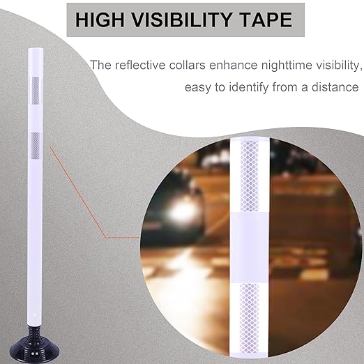 OrangeStar 8 Pack Delineator Post 48" White Traffic Delineator Cones with Fixable Base for Road Safety, Parking Lots