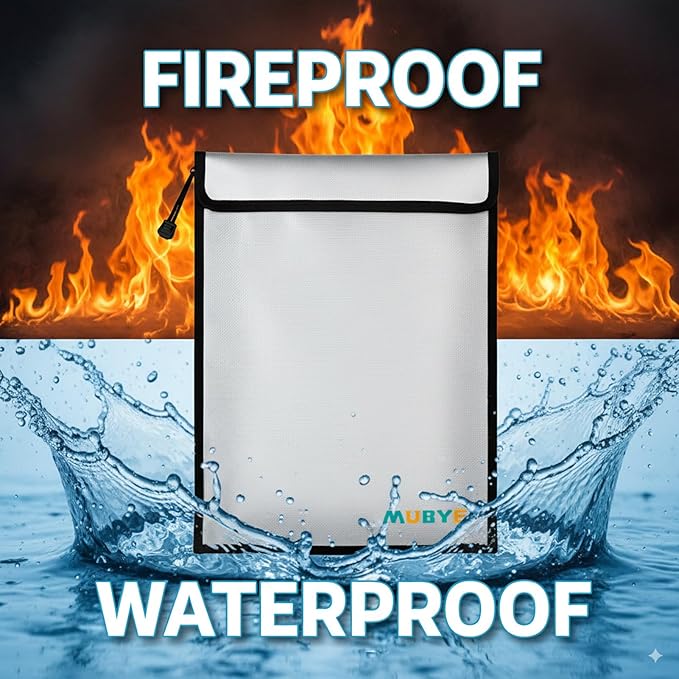 Upgraded Fireproof Waterproof Document Bag - 3 Pack Safe Money Bags With Zipper, Fire & Water Resistant Storage Organizer Pouch for Documents Holder,File,Cash,Passport,Tablet (Gray)