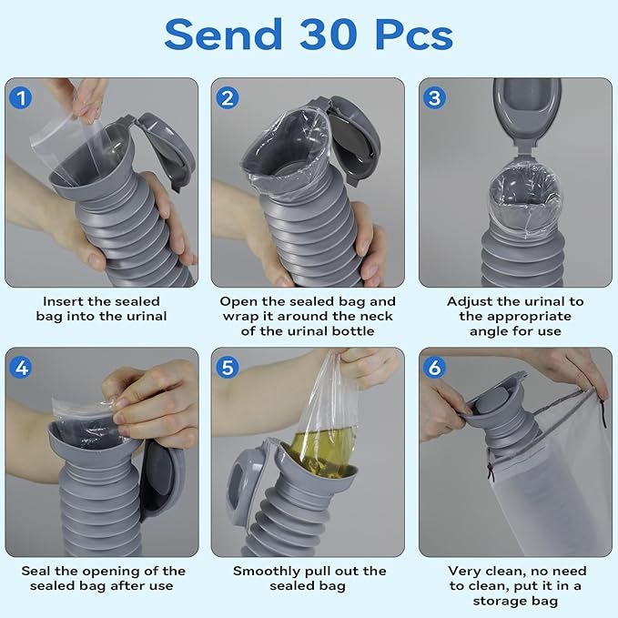 Pee Bottles for Men, Adjustable Emergency Urinal 750ml, Car Pee Bottle for Men and Women, Portable Toilet for Car, Shrinkable Personal Mobile Toilet,Urine Bottle, Travelling, Traffic Jams & Hiking