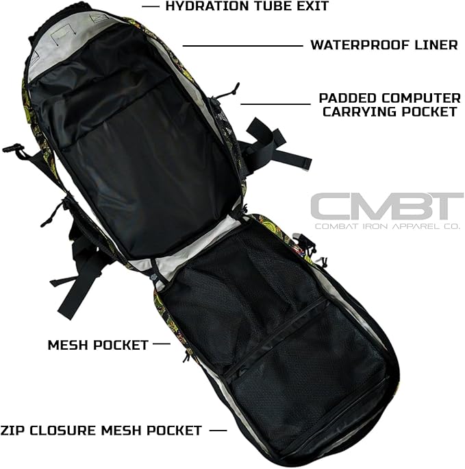 Combat Iron 35L Military Tactical Backpack for Men & Women, Molle Daypack Bug Out Bag, Hiking, Camping, Travel Rucksack with Bottle Holder, Tactiduck Tiger Stripe Camo