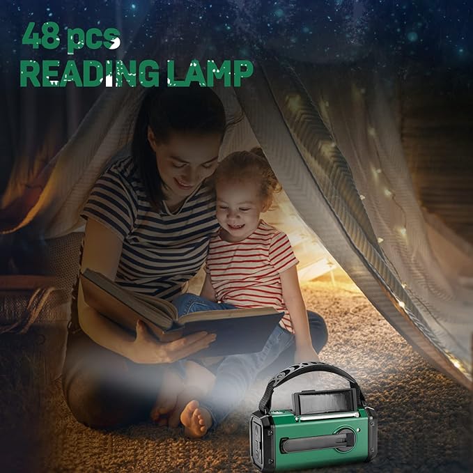 Emergency Hand Crank Radio with 10000mAh/37000mWh Battery Backup, NOAA/AM/FM Weather Radio, Type-C Charge,Solar Charging,SOS, 3 Modes LED Torch, Reading Lamp, Compass for Outdoor Survival