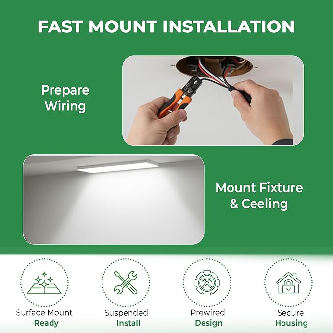 E2 LIGHTING LED Emergency 90mins Wraparound Light, 3500K/4000K/5000K Adjustable 40W 5200lm for Garage Workshop Office 120-277V, ETL