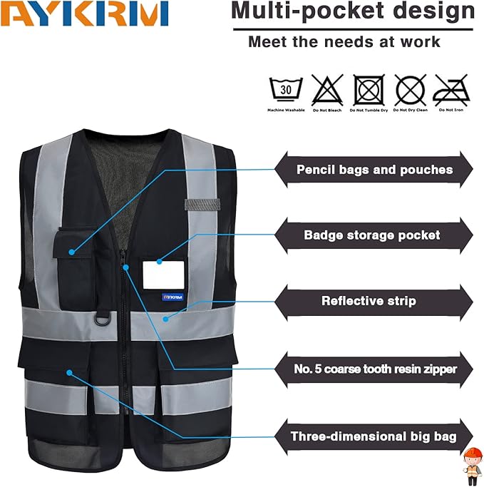 A-SAFETY High Visibility Reflective Safety Vest Customize Logo (XS-8XL)